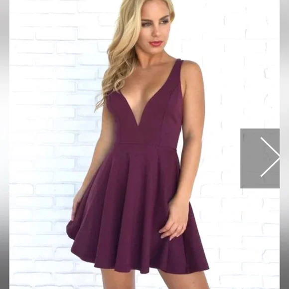 Raise A Toast Skater Dress in Plum - Picture 6 of 7